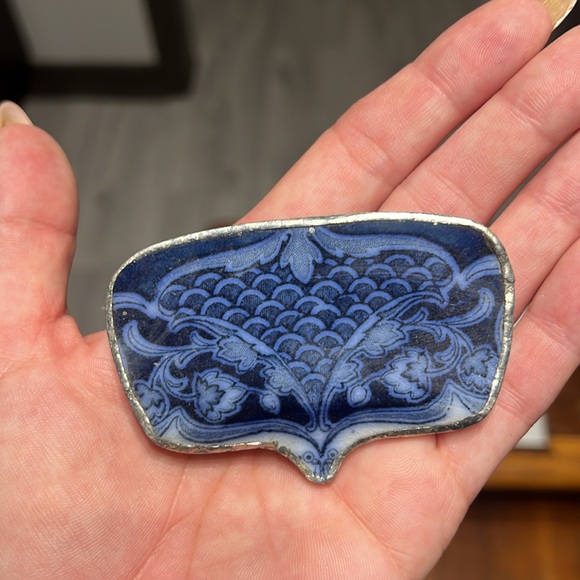 Vintage mix lot of jewelry Chinese cloisonne enamel ceramic blue white cinnabar - Picture 9 of 16